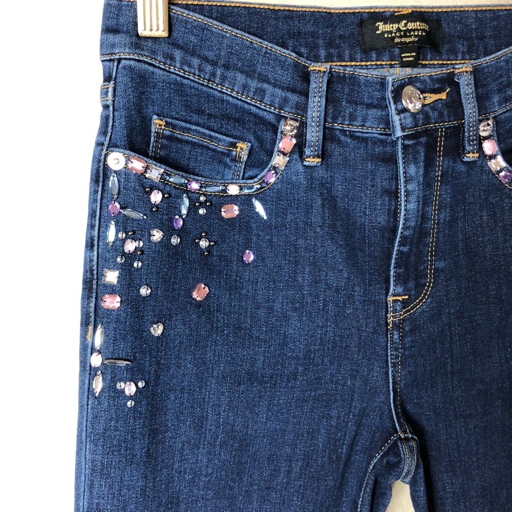 High Rise Juicy Couture Bedazzled Denim Skinny Jean - Picture 4 of 4